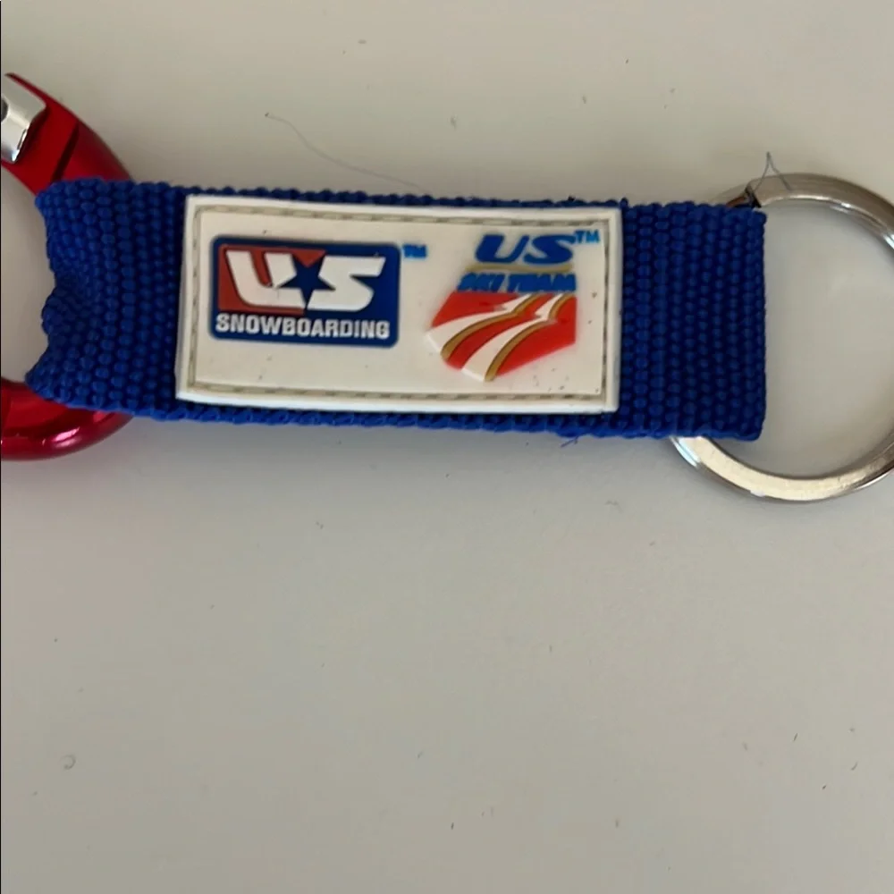 US Ski Team US Snowboard Chevrolet Red Carabiner Blue Keychain